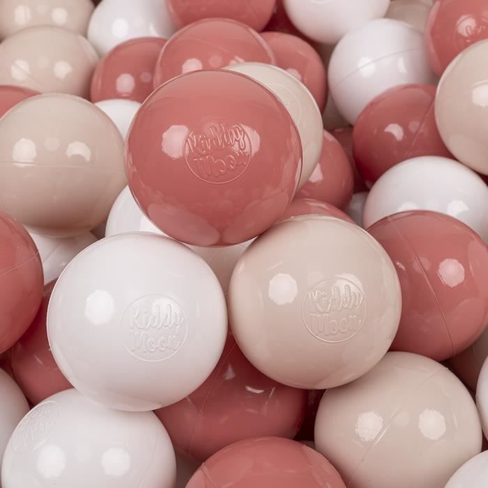 KIDDYMOON - 100 Balles-7Cm Colorées Pour Piscine Enfant Bébé - Beige Pastel/Saumon/Blanc