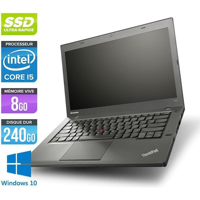 Vente PC Portable Pc portable Lenovo T440 -Core i5-4300U -8G -240G SSD -Win. 10 pas cher