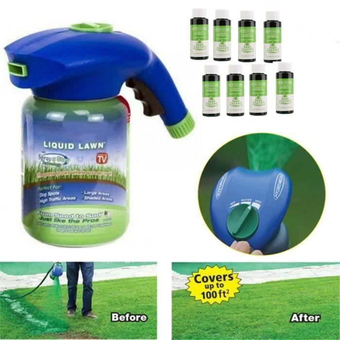 1 bouteille vide + 8 liquides--Flacon pulvérisateur de Hydro Mousse liquide pelouse herbe croissance jardin