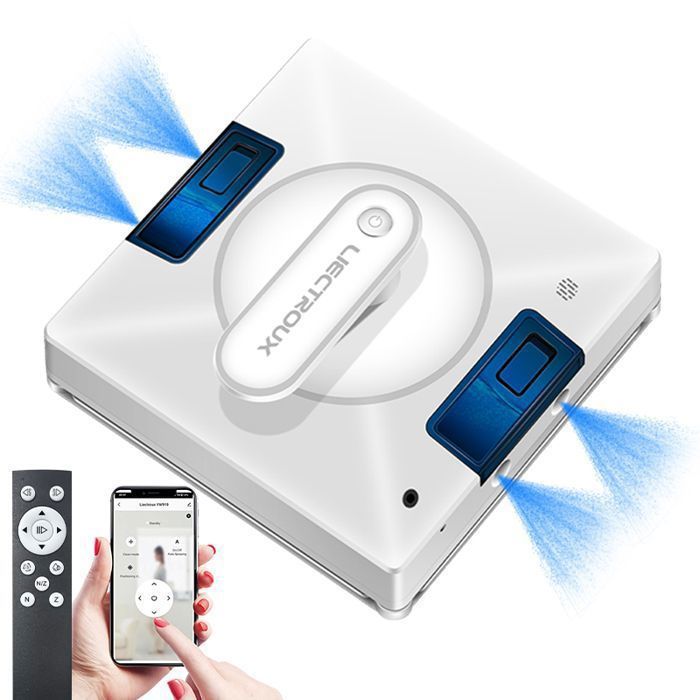 LIECTROUX Robot Lave Vitres YW509 – Pulvérisation 4 Buses / 3 Directions – Réservoir 100mL – 3000Pa – APP – Triple Sécurité