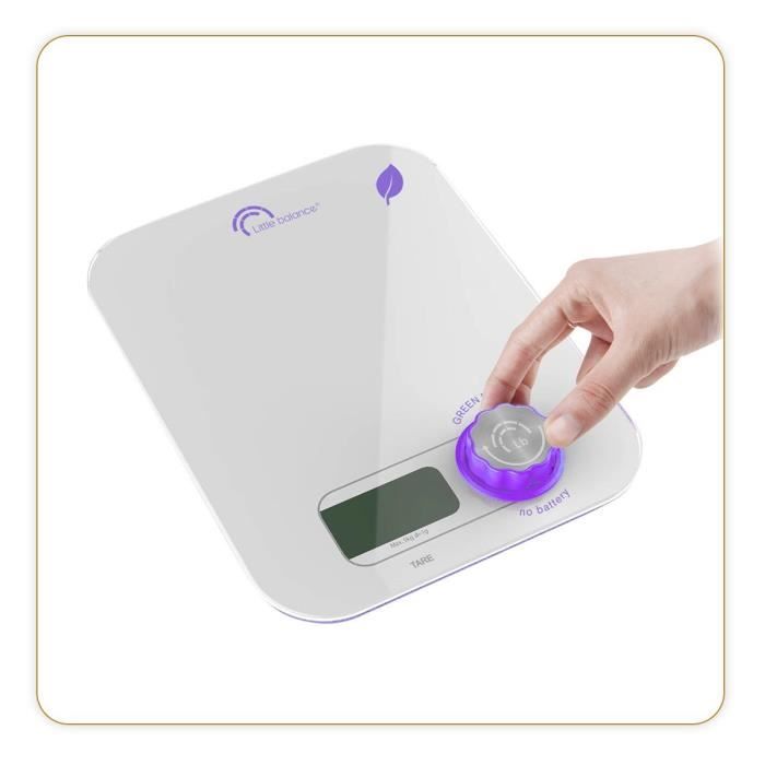 LITTLE BALANCE Balance de cuisine 8347 Kinetic Flower - Sans pile - Rechargeable par son bouton - 5 kg / 1 g - Prune
