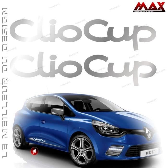 2 Stickers Clio Cup Argent 300x70 Mm Renault Sport