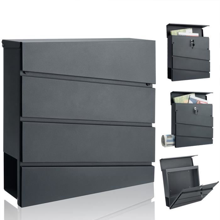 Produit B Design Boîte Aux Lettres v24 Anthracite JOURNAL rôle Boîte aux lettres murale