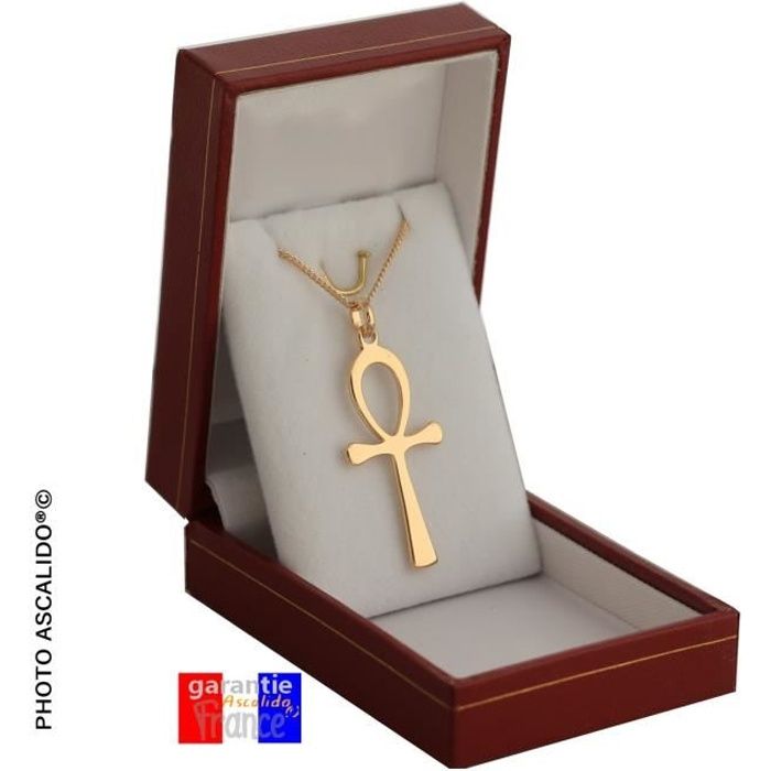 JewelryWe Bijoux Pendentif Collier Homme Croix Classique Egypte Polissage Acier Inoxydable Fantaisie pour Homme et Femme Couleur Doré