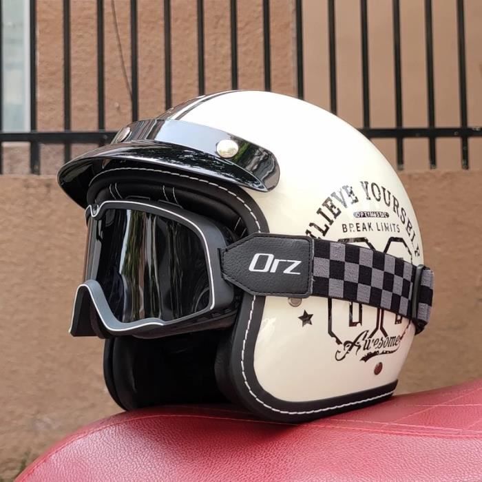 Casque de moto rétro approuvé DOT,ouvert au visage,pour cafe racer,de chopper,3-4[D659989309 Casque de moto rétro approuvé DOT,ouvert au visage,pour cafe racer,de chopper,3-4[D659989309