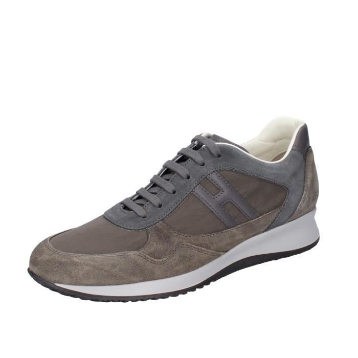 Baskets Hogan En Cuir Gris Et Blanc Cassé - Taille UK 5.5 / EU 39.5 - Neuf Avec Boîte