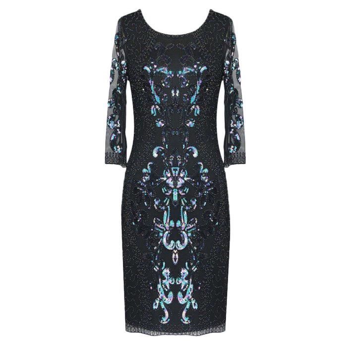Années 20 Robe Fourreau Sequins Art Deco