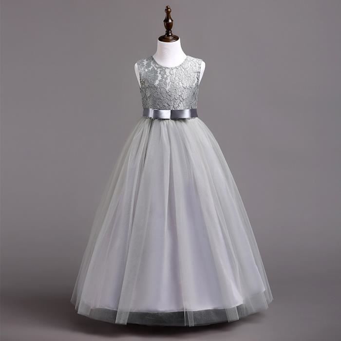 Robe Princesse C r monie Fille en Dentelle Sans Manches Robe