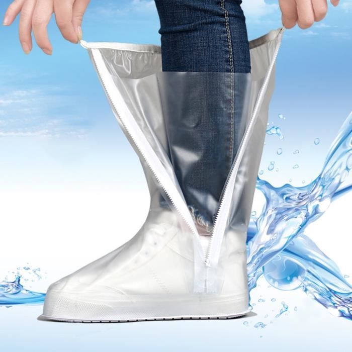 1 paire de couvre-chaussures réutilisables en silicone imperméable avec fermeture éclair pour chaussures d'extérieur 1 paire de couvre-chaussures réutilisables en silicone imperméable avec fermeture éclair pour chaussures d'extérieur