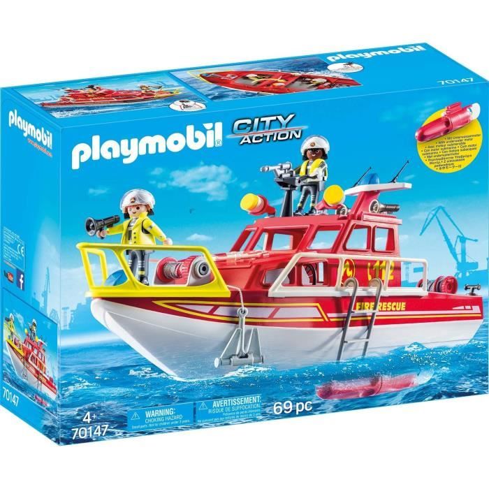 Playmobil - Voiture avec bateau et moteur submersib