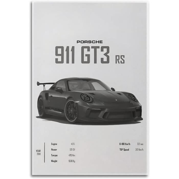 Poster Déco Voiture Porsche 911 GT3 RS (992) - Impression Sur Toile 30x45 Cm, Style Moderne