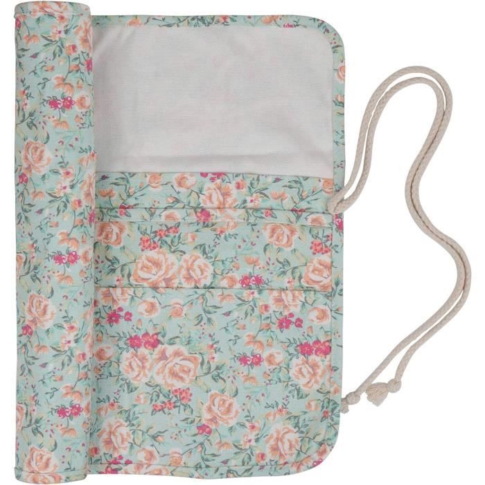 Étui Organiseur Pour Aiguilles à Tricoter - 20 Emplacements En Toile Avec Motif Floral
