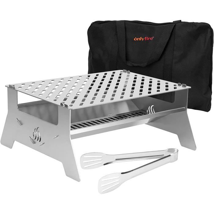 Barbecue Charbon De Bois Portable FENNEK - Acier Inoxydable, Démontable - Pour Camping, Van, Jardin