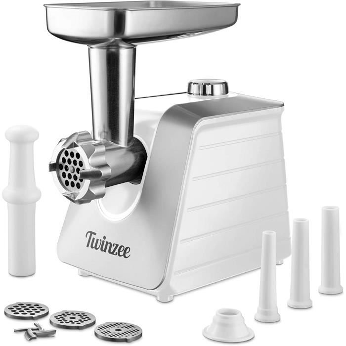 Twinzee Hachoir Electrique à Viandes (Blanc) Pour Viande et Saucisse