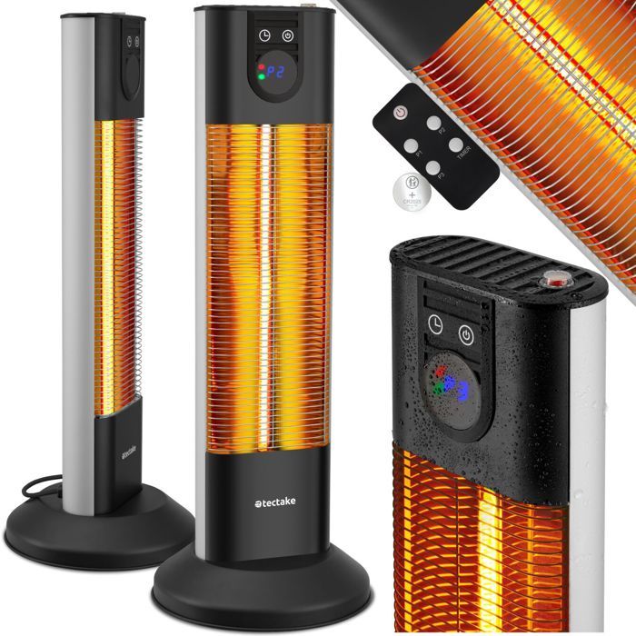 Chauffage extérieur - TECTAKE - Radiateur infrarouge SOLARIS TERRA 1500W avec fonction minuterie 3 niveaux de puissance - Noir