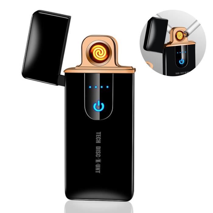 Briquet coupe-vent capteur d'empreintes digitales ultra-mince créatif  double arc charge électronique allume-cigare compact et léger
