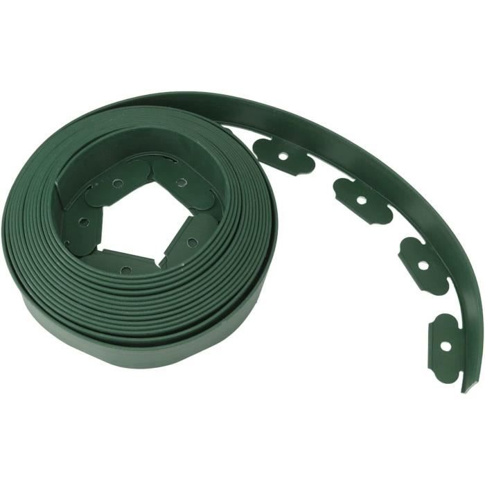 Bordure Jardin 10m Flexible - Plastique Noir Avec Clous Et Gants
