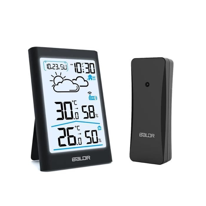 Station Météo Sans Fil Uzoli EM3403 - Thermomètre Hygromètre Intérieur Extérieur Avec Prévisions
