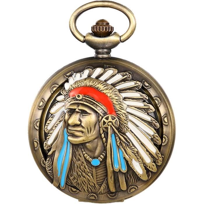 Montre De Poche Vintage à Quartz - Chaîne Acier Inoxydable - Cadeau Élégant Homme Femme