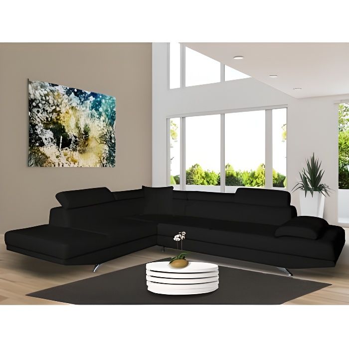 Canape D Angle Xl En Simili Romain Noir Ang Achat Vente
