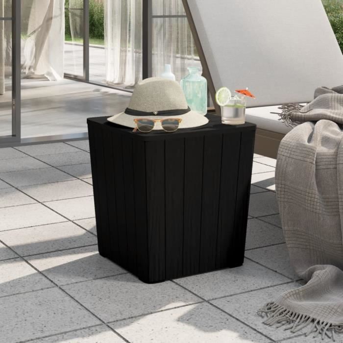 VidaXL Table de jardin avec couvercle amovible noir polypropylène 364152