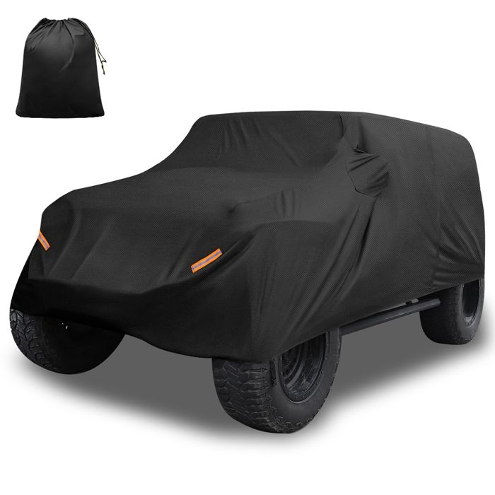 Couverture de protection véhicule X AUTOHAUX Bâche Auto Imperméable Oxford Tissu 210D Noir pour Jeep Wrangler JK JL 4 portes