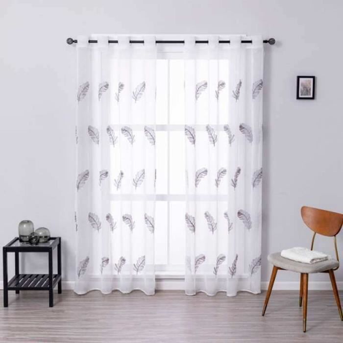 Rideaux Semi-transparents Heveer - Lot De 2 - 65x115cm - Blanc - Pour Cuisine Et Salon