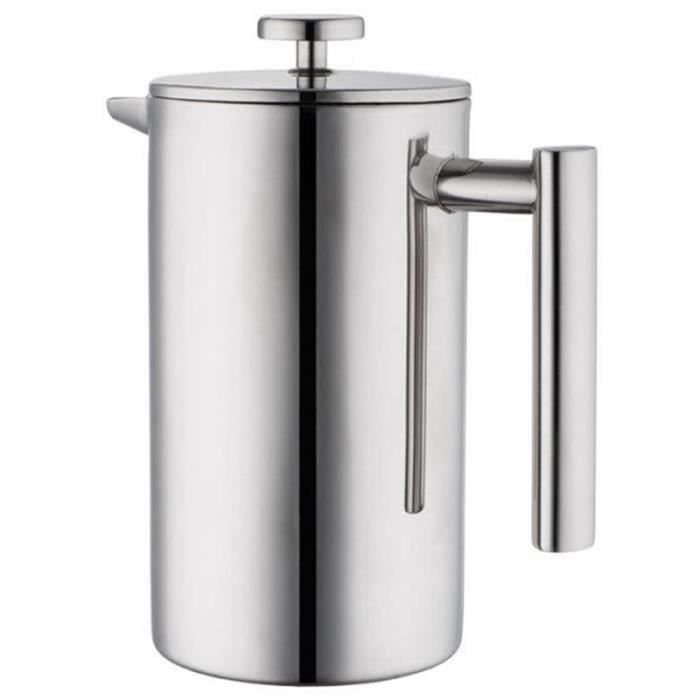 Cafetière à Piston Isotherme Double Paroi Acier Inox 350/800/1000 Ml - Café Chaud Longtemps