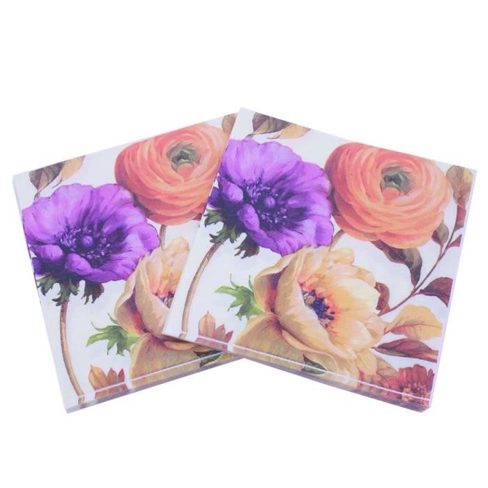 Lot De 20 Serviettes Papier Coeur Roses - Serviette De Table