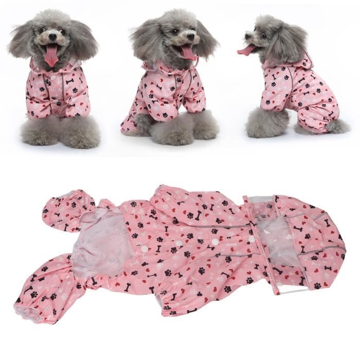 Meilleurs prix pour Veste imperméable réfléchissante pour chiot Veste imperméable respirante motif mignon pour chien Manteau de pluie à capuche A7 JA516