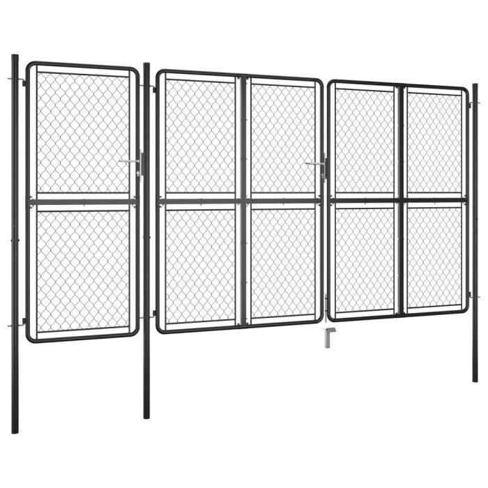 Portillon De Jardin En Acier Anthracite 105x105 Cm - Design Découpé Laser, Verrouillable, Pour Terrasse, Clôture