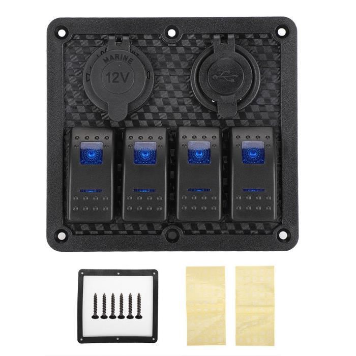 Panneau D'interrupteurs étanche 6 Boutons – 12V/24V LED – Pour Bateau, Voiture, Marine – Noir