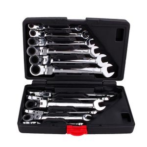 DAKCOS Clé à Cliquet 12mm - Clé Mixte Articulée 72 Dents - Acier Chrome Vanadium - Pour Bricolage, Auto