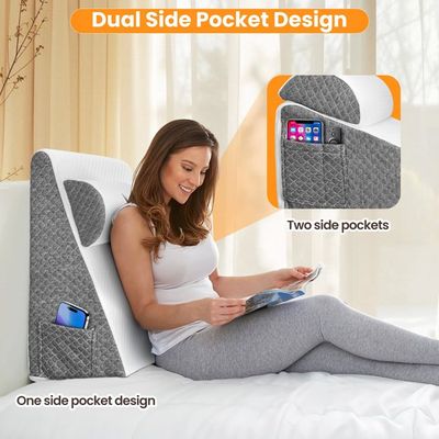 Coussin De Lecture Pour Lit Coussin Lecture Triangulaire 3pcs - Ergonomique Reflux 50x50x30cm Mémoire Soulagement Dos Et Cou