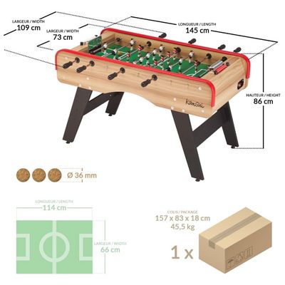 Baby Foot version Table RS Barcelona_2 Noir, plateau ovale