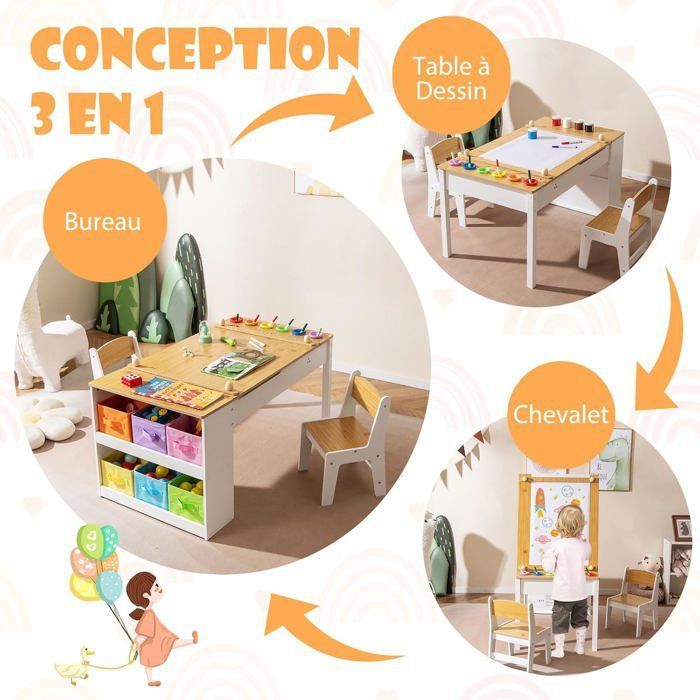 GOPLUS 2 en 1 Ensemble de Table à Dessin Multifonctionnel avec Chaise pour Enfants, Chevalet à Dessin avec Tableau Blanc Magnétique et Étagères, Inclinable 0°-90°, Hauteur Réglable (Rose GOPLUS 2 en 1 Ensemble de Table à Dessin Multifonctionnel avec Chaise pour Enfants, Chevalet à Dessin avec Tableau Blanc Magnétique et Étagères, Inclinable 0°-90°, Hauteur Réglable (Rose