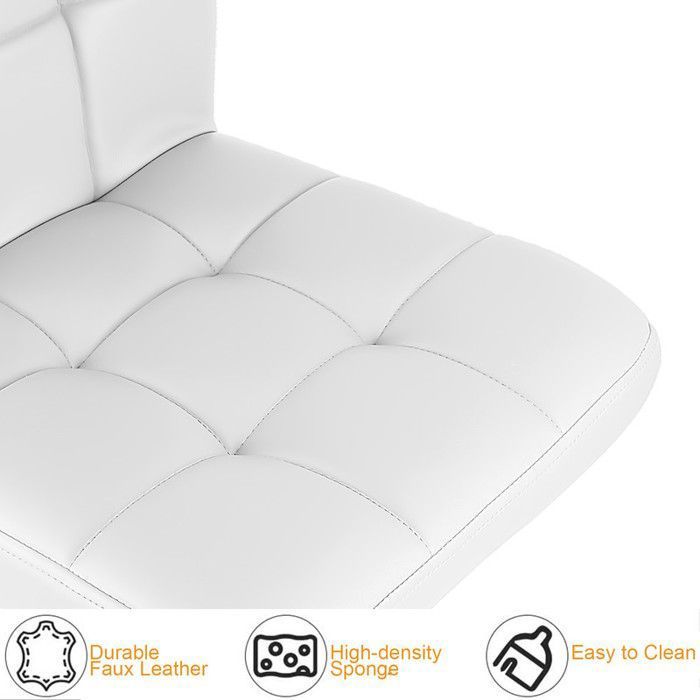 Tabourets De Bar Réglables DUMOS - Lot De 2, Hauteur 60-80 Cm, Dossier Confort, Design Blanc Moderne
