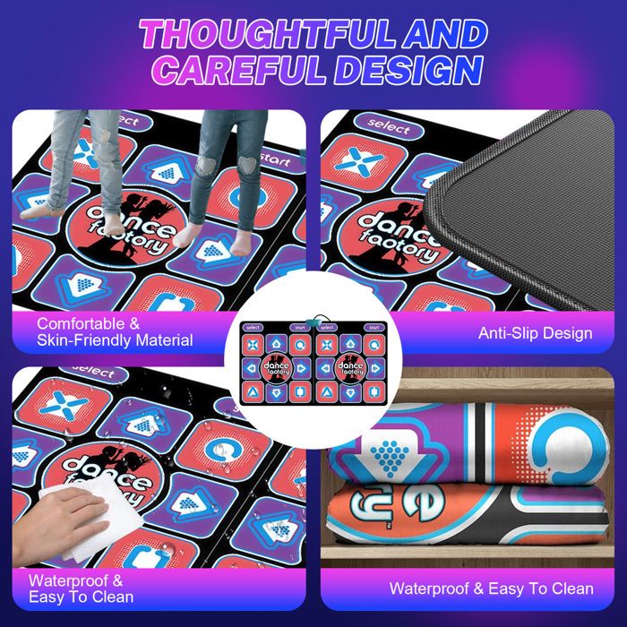 Tapis de danse HDMI avec 64 Go de mémoire, 1000 jeux, 885 chansons, 81 MTV. Combine danse, yoga, aérobic, course, sport et puzzles. Un cadeau parfait pour garçons et filles. Fabriqué en