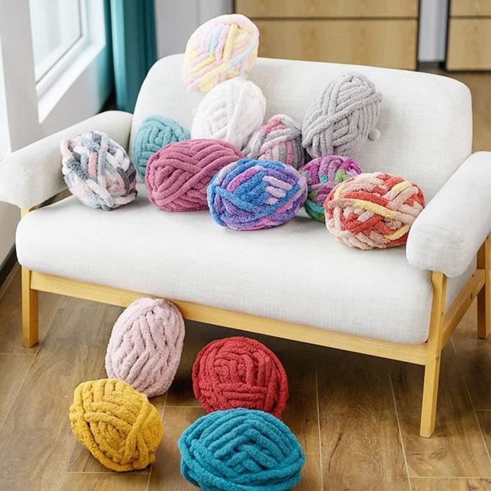 LEREATI 250g Grosse Laine à Tricoter à La Main Pelote Laine Grosse Maille Fil De Coton De Remplissage Tubulaire Chunky Yarn Fil Crochet 2cm, Fil Coton Pour Crochet Sac Tapis Chapeaux Lit