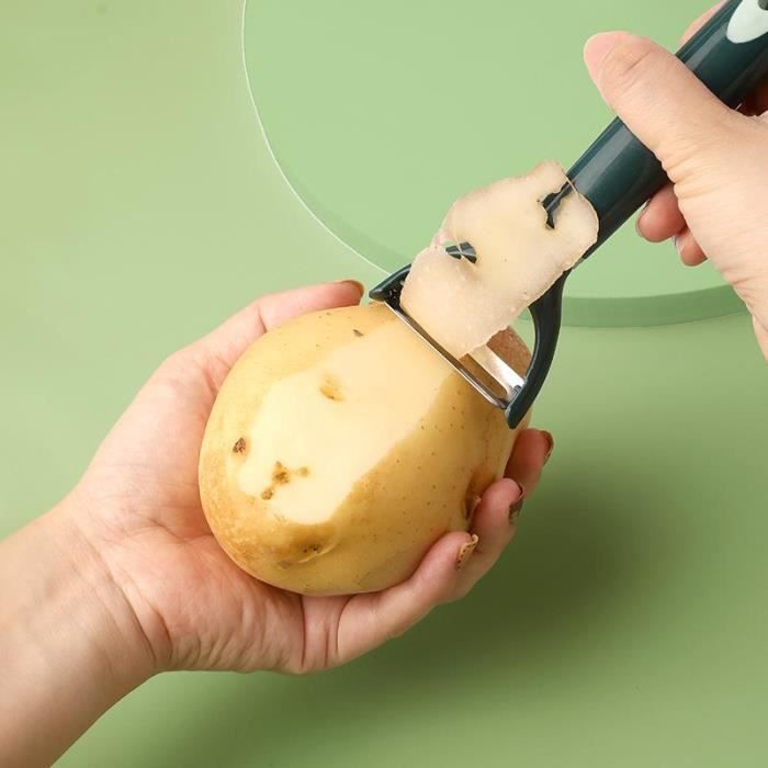 Couteau à éplucher créatif à long manche pour légumes et fruits éplucheur à  double tête en acier inoxydable （Blanc+rouge）