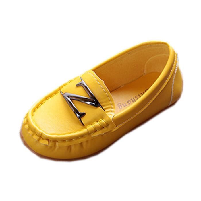 EOZY Enfant Mocassin Slip On Chaussure Gar on P Jaune Jaune