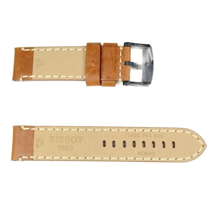 Bracelet cuir marron 22mm Tissot Chrono XL T116617A ref.T600041406