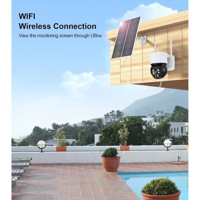 Caméra Surveillance WiFi Solaire 2K - Extérieure Sans Fil Avec Alarme Et Vision Nocturne
