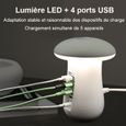Station de Charge USB, Chargeurs de Bureau avec USB Multiples 5 Ports Quick Charge LED Lampe-2