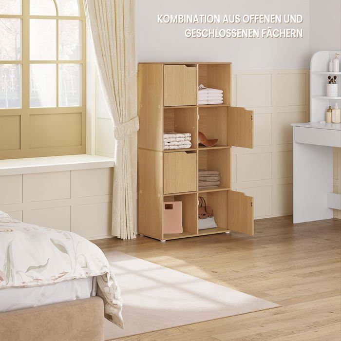 Étagère De Rangement,meuble Mural,à 7 Niveaux,2 Bibliothèques à 4 Niveaux,bois D'ingénierie,blanc