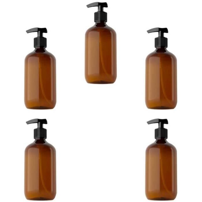 Flacon pompe vide de 17 oz 2 pièces distributeur de bouteilles en plastique  contenants rechargeables avec pompe pour savon de shampooing lotion  (marron) 