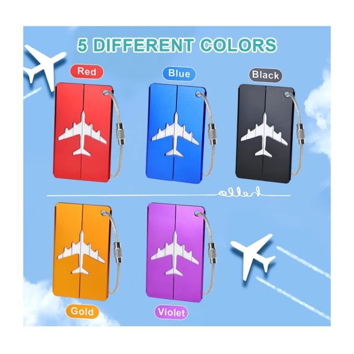 Étiquettes Bagages En Aluminium - Lot De 4 Avec Carte Infos Perso - Pour Valises & Sacs De Voyage