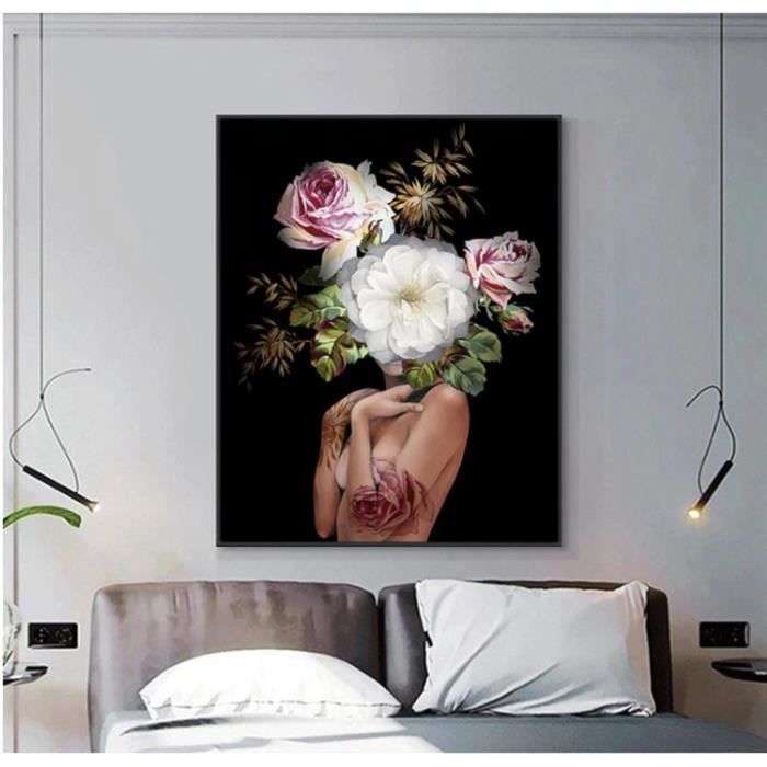 Peinture sur toile, Pivoines jaunes Fleurs modernes 60x40 | Leroy Merlin