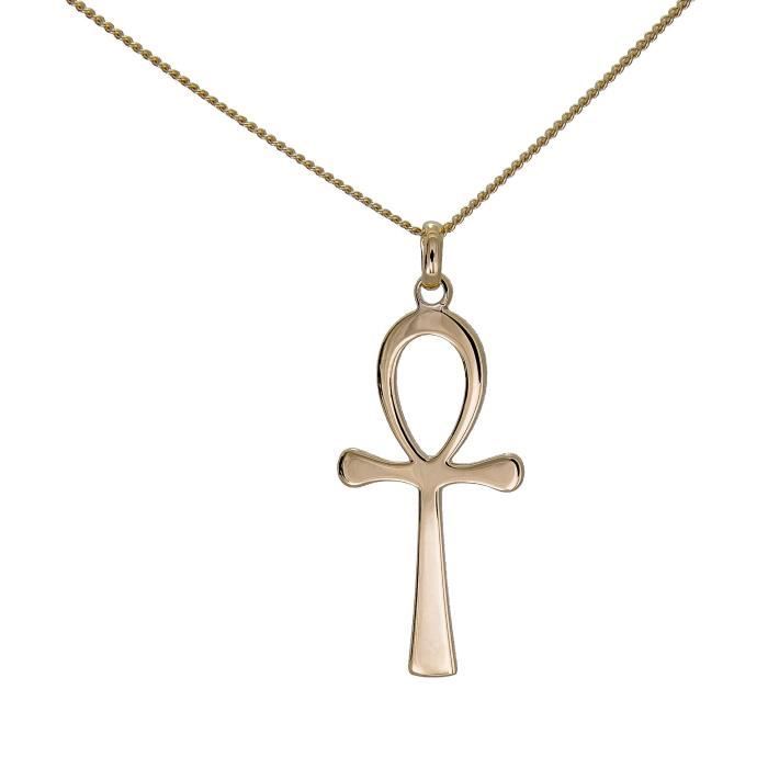 Collier Pendentif Ankh Croix Égyptienne Acier Inoxydable HZMAN - Chaîne 56cm