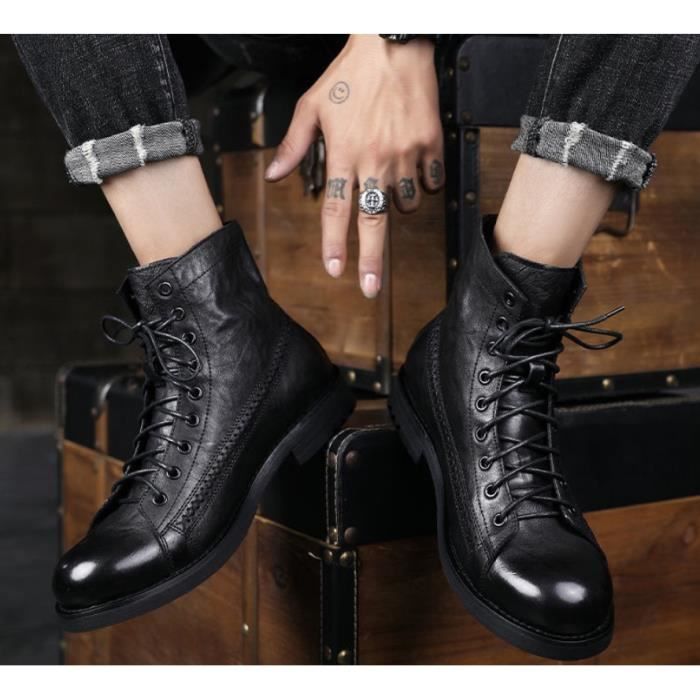 Bottines lacets homme cuir noir discount